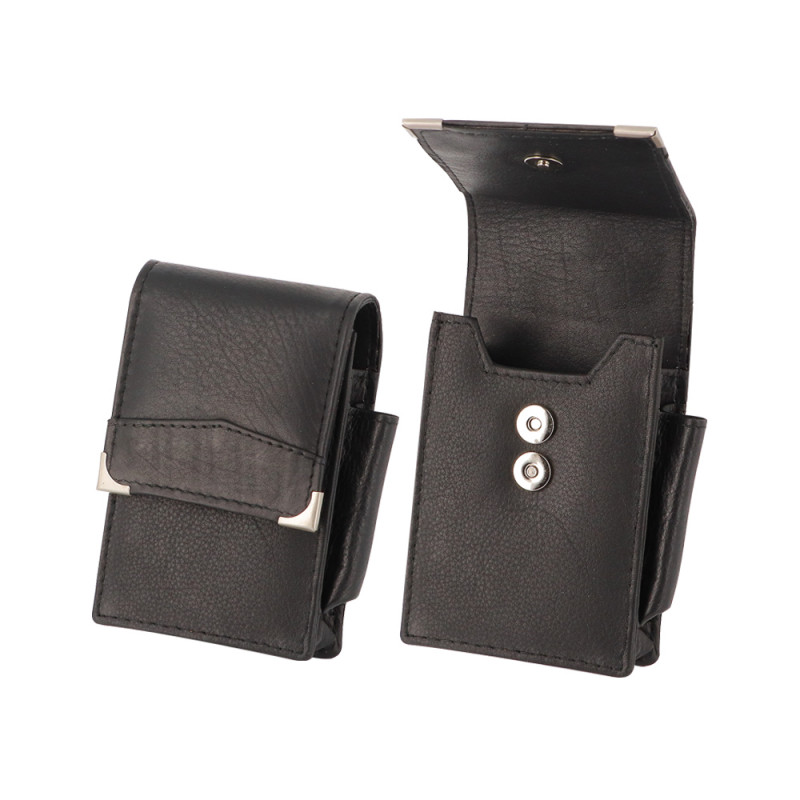 Portapacchetto nero in pelle per 2 misure