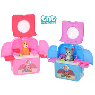 Trolley giocattolo con cucciolo e accessori toelettatura 2 ass.ti