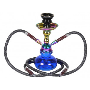 Narghilé 2 tubo SishaSinai/Rainbow colore blu 25 cm