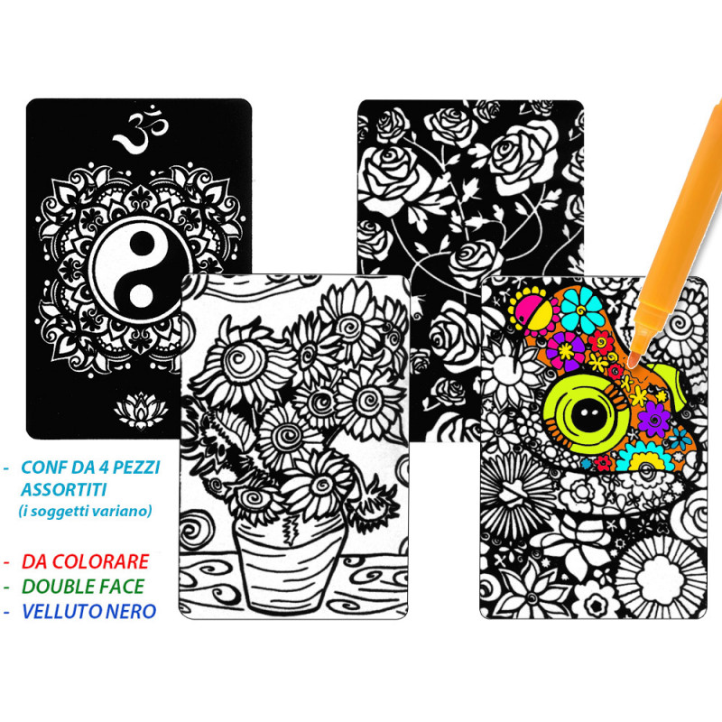 OMAGGIO 4 Biglietti augurali vellutati assortiti da colorare