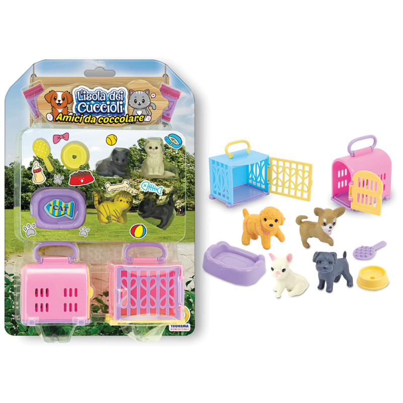 Playset Isola dei cuccioli con trasportino e cuccia 2 ass.ti