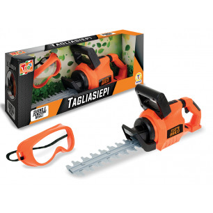 Tagliasiepi giocattolo con suoni e funzioni reali con visiera