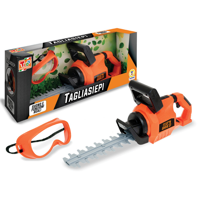 Tagliasiepi giocattolo con suoni e funzioni reali con visiera