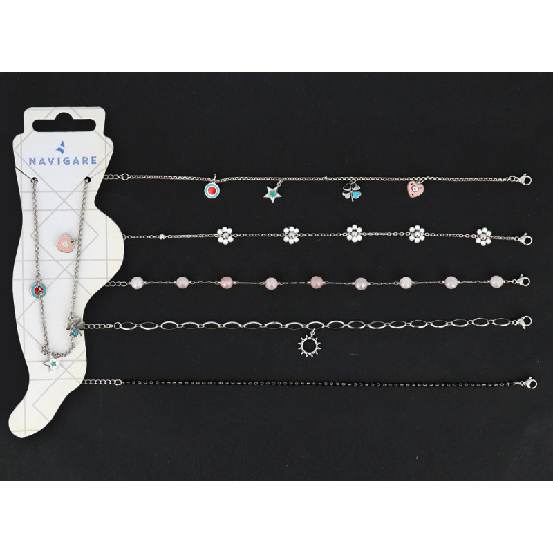 Cavigliera Navigare sottile con ciondolini o piccoli decori