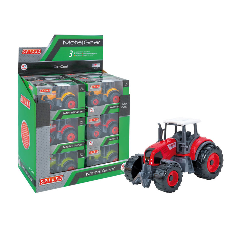 Trattore in metallo 3 colori espo da 12 pz