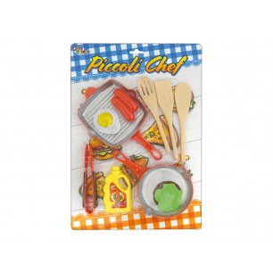 Blister piccoli chef con pentole e accessori