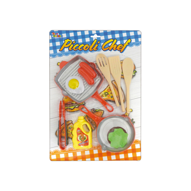 Blister piccoli chef con pentole e accessori