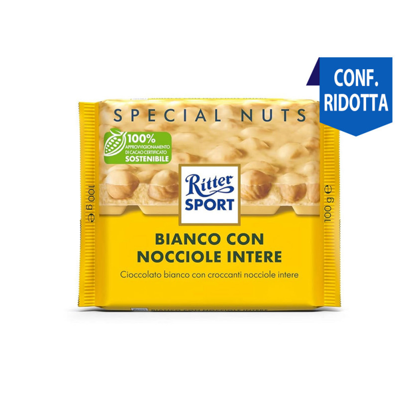 OMAGGIO 5 Tavolette Ritter sport Bianco Nocciole intere da 100 g SCADENZA 07 MAGGIO 2026 pz