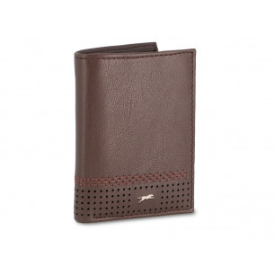 Tasconcino Jaguar in pelle con cuciture e portamonete colore testa di moro