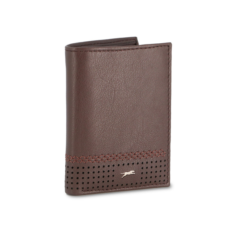 Tasconcino Jaguar in pelle con cuciture e portamonete colore testa di moro