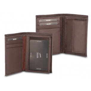 Tasconcino Jaguar in pelle con cuciture e portamonete colore testa di moro