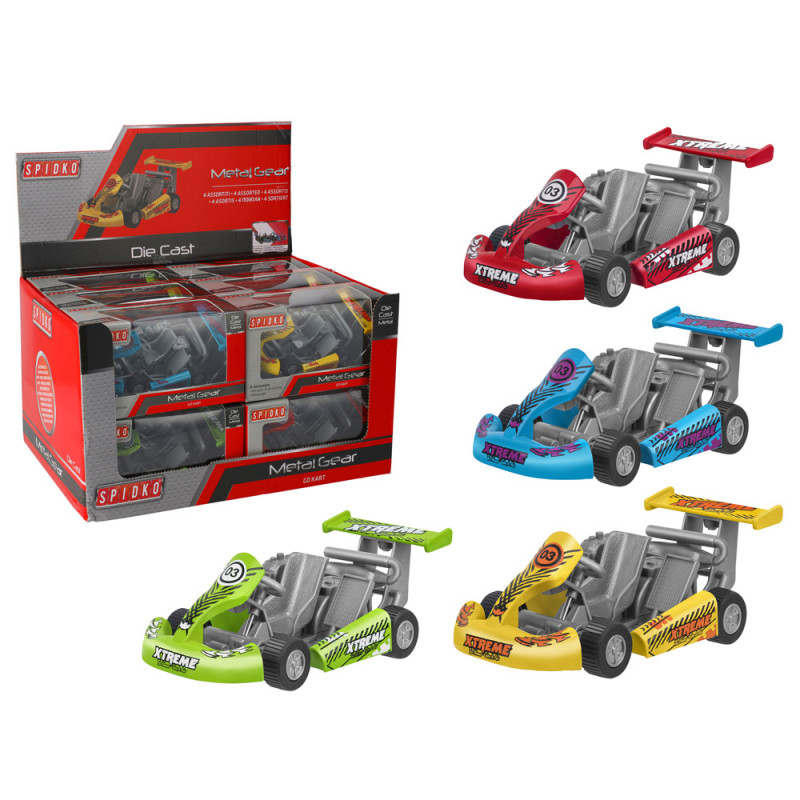 Modellino go-kart die cast display 12 pz 4 ass.ti