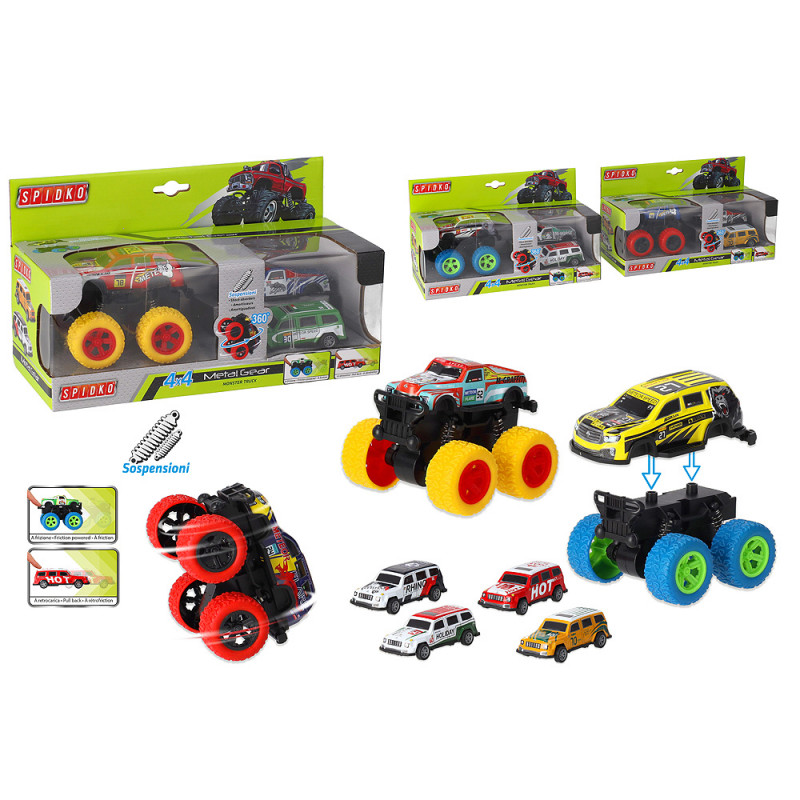 Big Foot con auto in metallo e scocca 6 colori