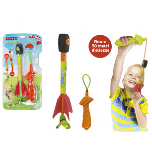 Razzo da lanciare con elastico, con luci e fischio