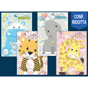 Biglietti Lieto Evento dolci cuccioli con rilievo e oro a caldo