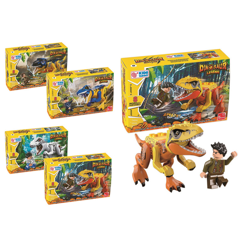 Set costruzioni Kids Target dinosauri legend display 8 pz ass.ti
