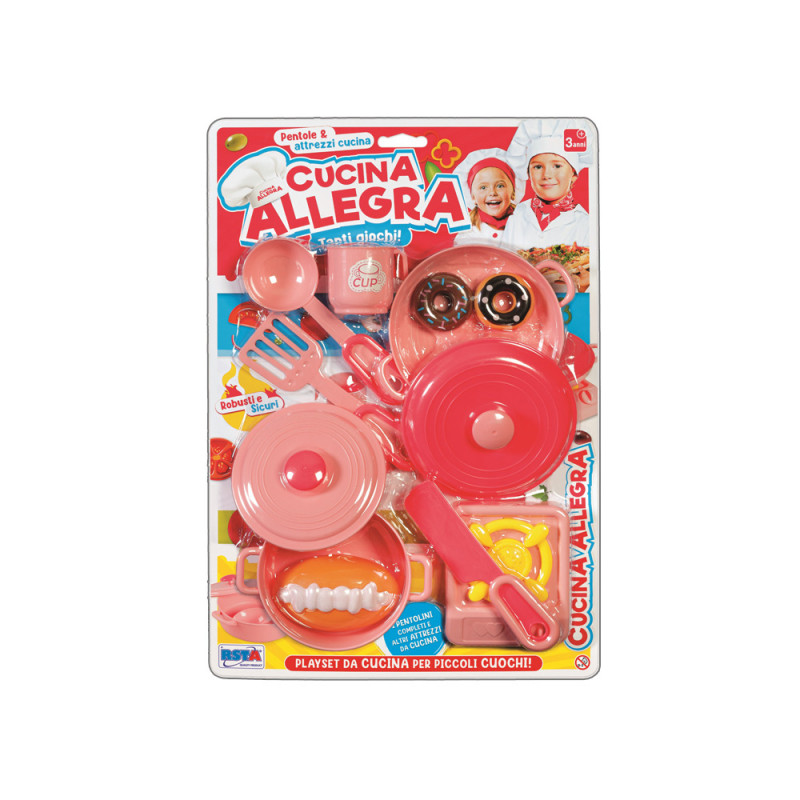Blister pentole e attrezzi da cucina giocattolo