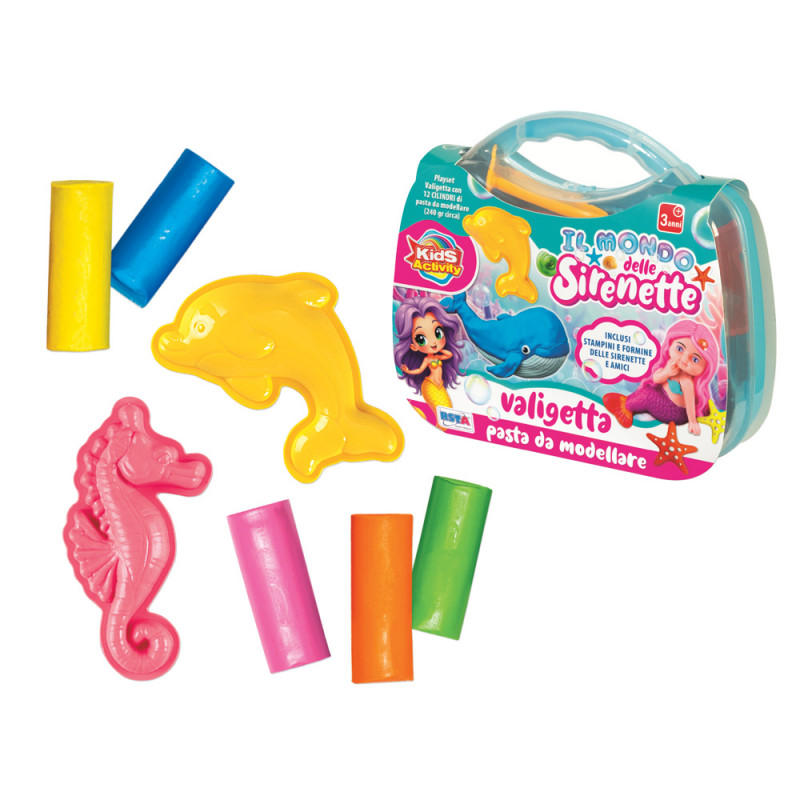 Valigetta pasta da modellare sirenetta con 12 salsicciotti e acc.ri