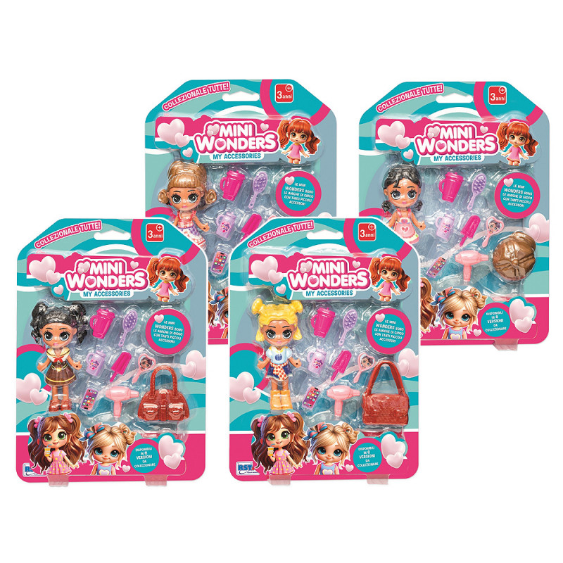Blister bambola mini doll cm. 9 Miniwonder con acc.ri 6 ass.ti