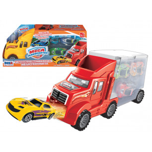 Set camion bisarca transporter con 3 auto die cast a retrocarica