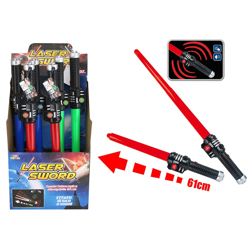 Spada luminosa estensibile con luci e suoni display 12 pz