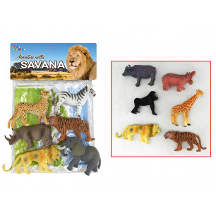 Busta cm. 21 x 29 con 6 animali della Savana