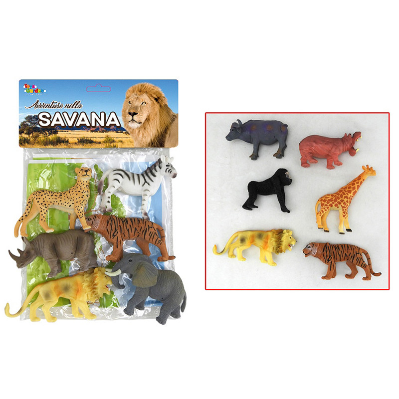 Busta cm. 21 x 29 con 6 animali della Savana