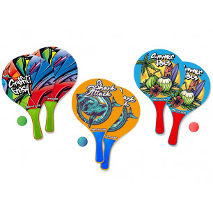 Racchettoni da spiaggia Trendy con pallina 3 ass.ti