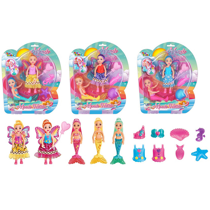 Blister fata e sirena con accessori 3 ass.ti