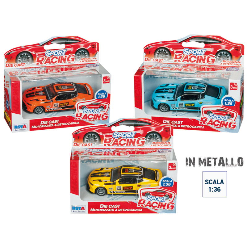 Auto racing giocattolo in metallo scala 1:36 in 4 ass.ti