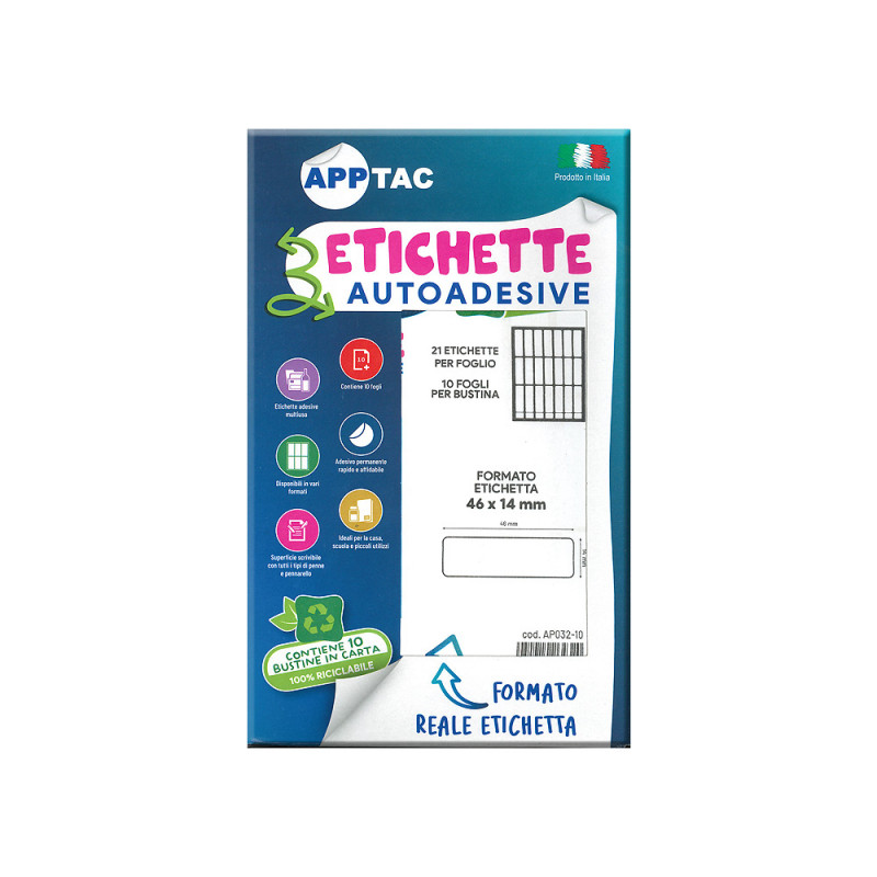 Etichette Apptac misura 46 x 14 busta da 10 fogli