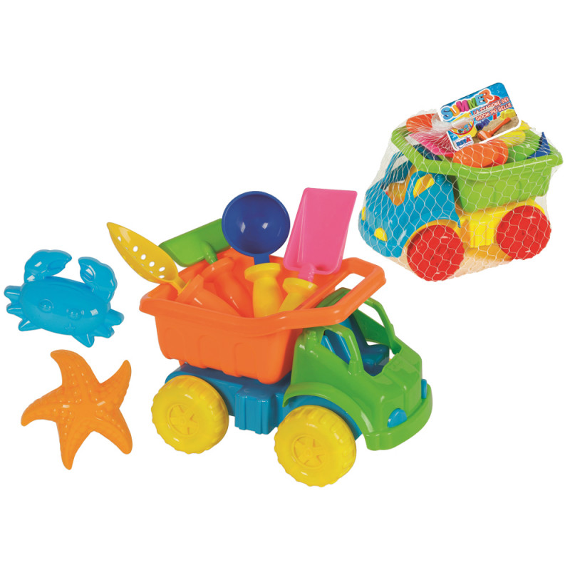 Camioncino da spiaggia con 6 accessori in 2 ass.ti