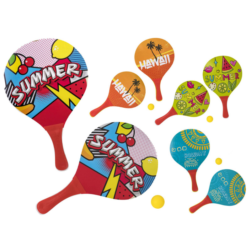 Racchettoni da spiaggia Summer con pallina 4 ass.ti