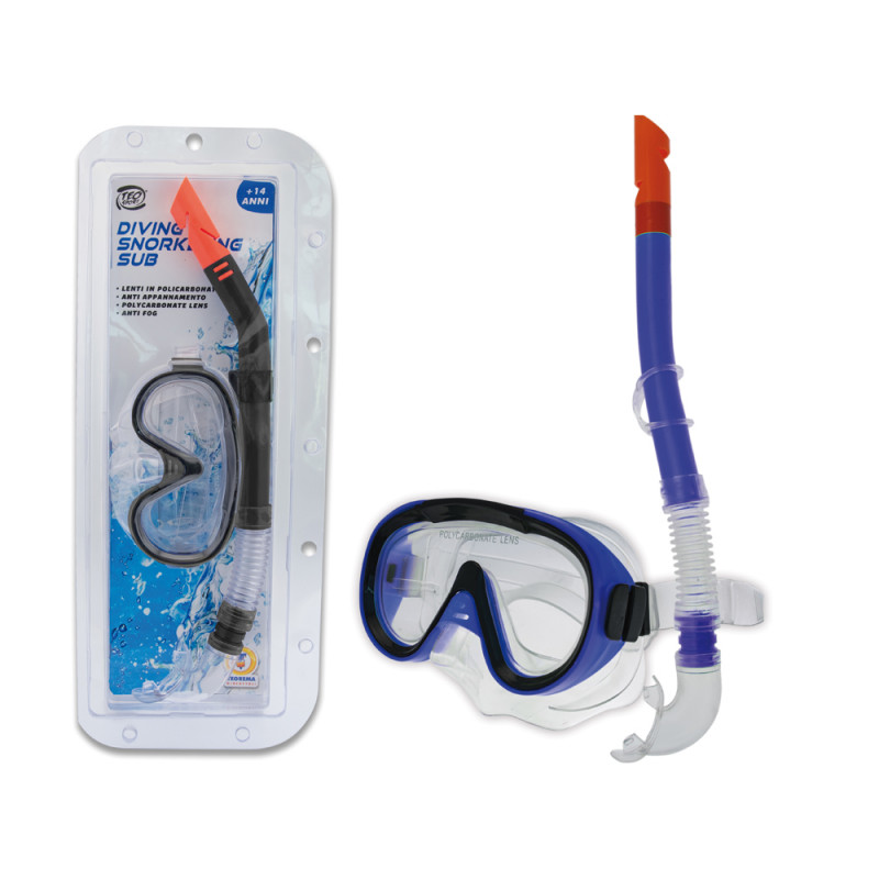 Maschera con lenti in policarbonato con boccaglio 14 anni +