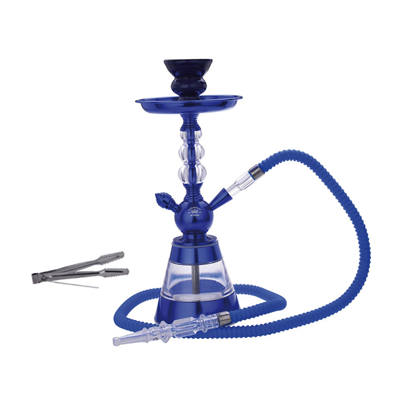 Narghilè Tetouan blu con 1 tubo 35 cm