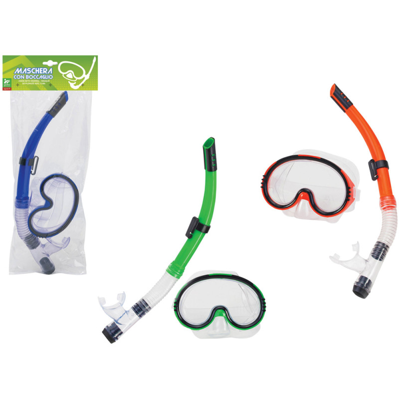 Maschera con boccaglio in busta 3 ass.ti