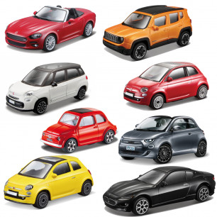 Modellini Bburago auto FCA in scala 1:43 die cast display 24 pz