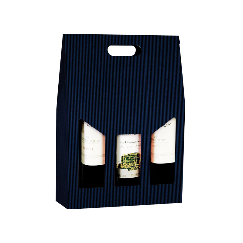 Scatola porta 3 bottiglie onda a vista