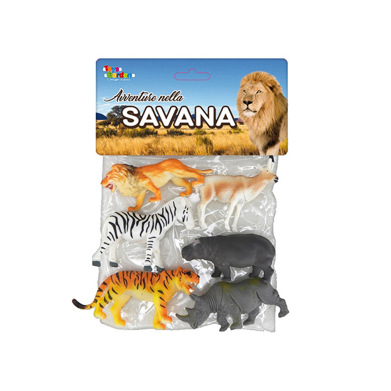 Busta 6 animali della savana cm. 18 x 28