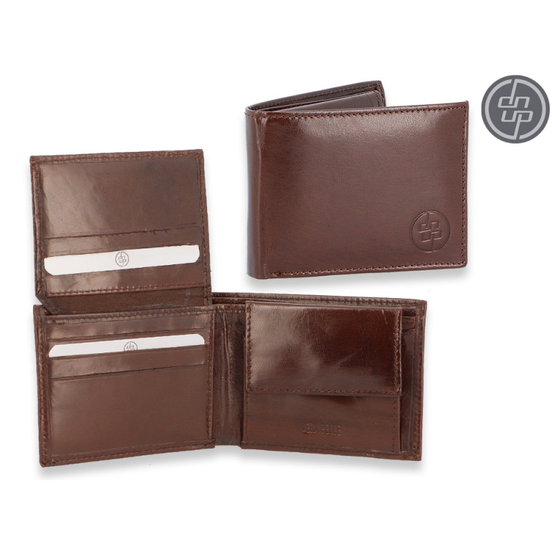 Portafoglio DNUP in pelle compatto con portamonete colori assortiti