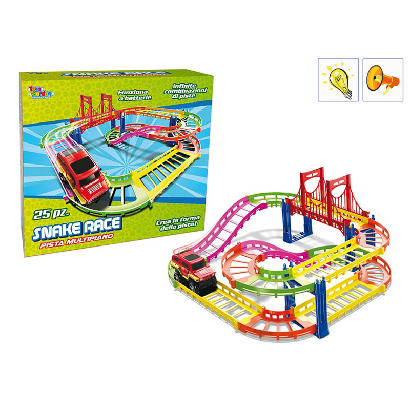 Pista multipiano con mezzo con luci e suoni