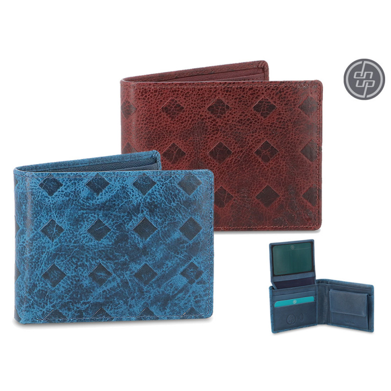 Portafoglio DNUP Biri in pelle con inserti, pattina e portamonete colori assortiti