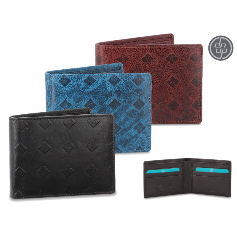 Portafoglio DNUP Biri in pelle con inserti colori assortiti