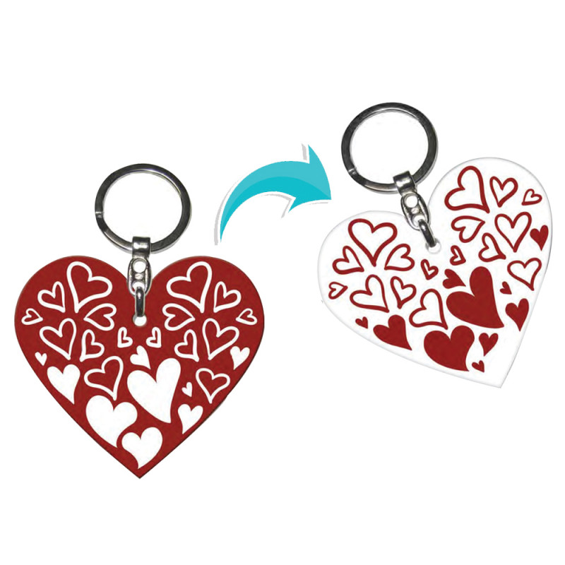 Portachiavi a forma di cuore con anello in metallo