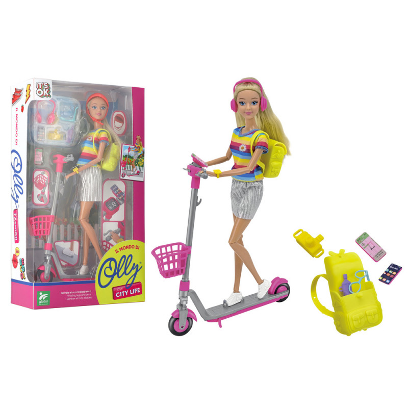 Bambola fashion Olly con monopattino e accessori