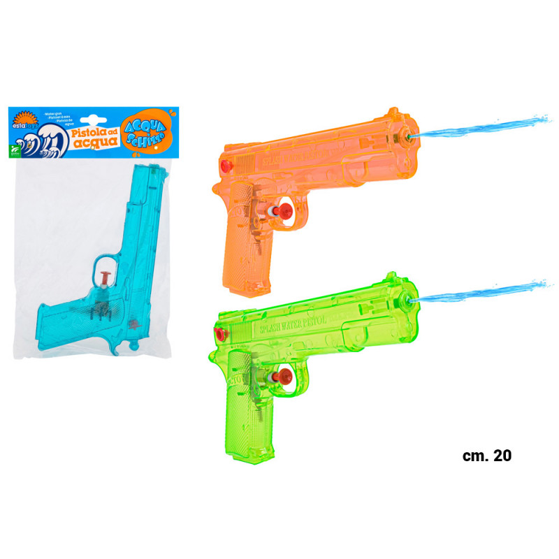 Pistola ad acqua beretta cm. 20 corpo trasparente 3 colori