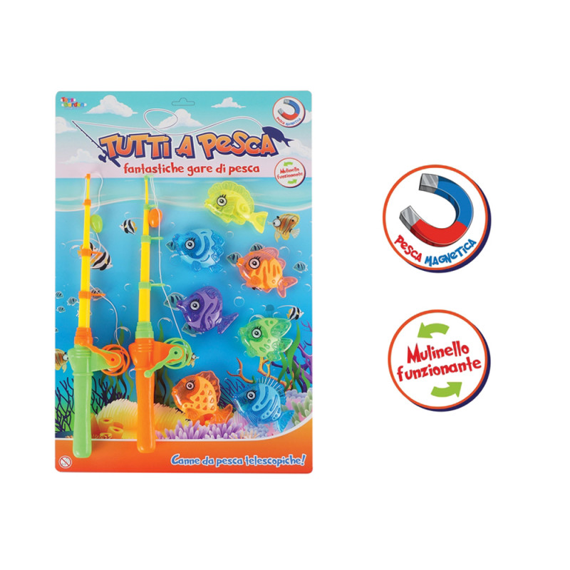 Set 2 canne da pesca con 6 pesci magnetici