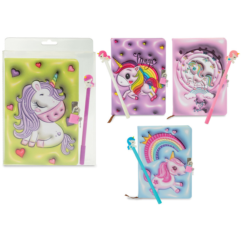 Diario segreto Unicorno 80 pagine con penna 4 ass.ti