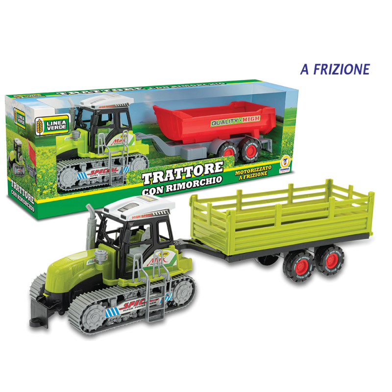 Trattore cingolato a frizione con rimorchio 3 ass.ti