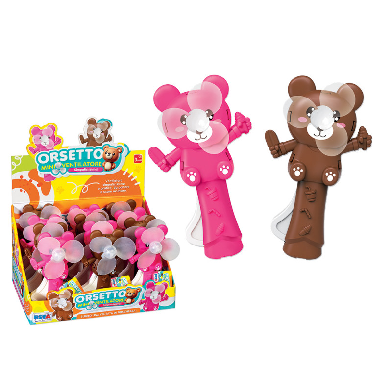 Miniventilatore orsetto a dinamo display 12 pz